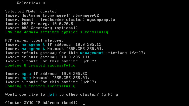 Introducir la IP de sincronismo para unión al cluster