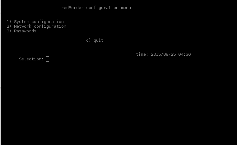 Menú de configuración redborder