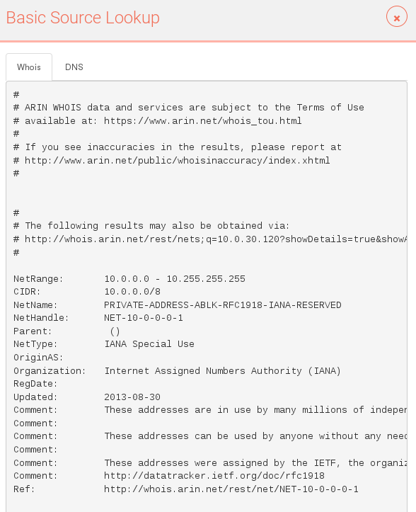 Basic Source Lookup: consulta información IP/DNS