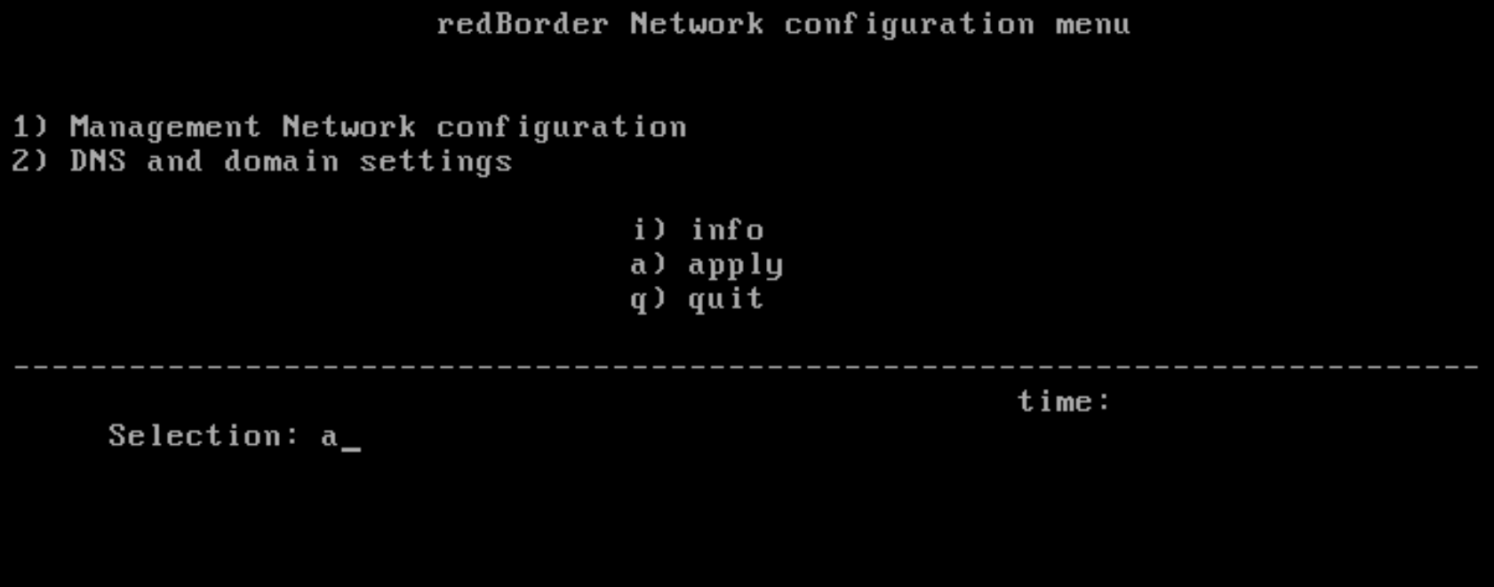 Opciones disponibles en el menú del asistente de instalación de Redborder