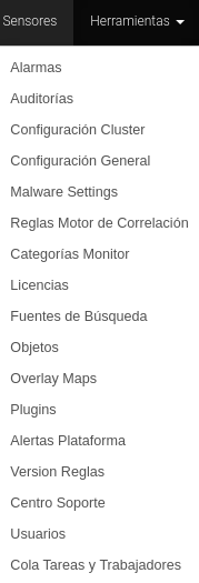 Opciones disponibles en Herramientas