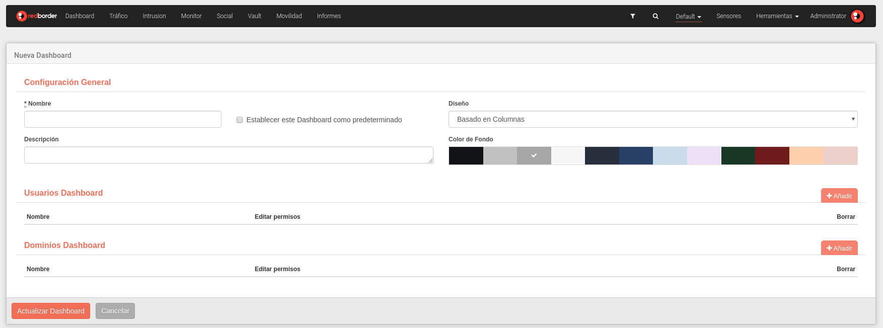 Añadir dashboard