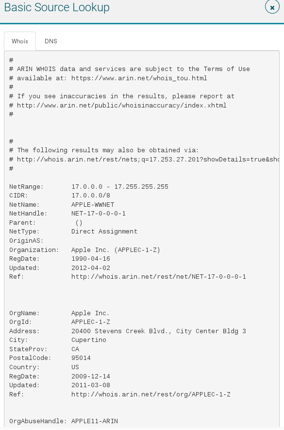 Búsqueda de fuente básica: consulta de información IP/DNS