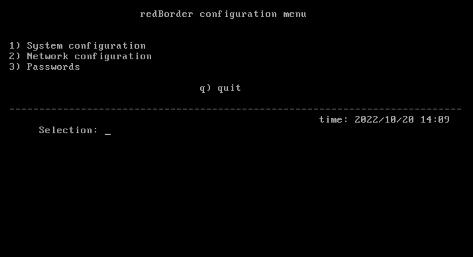 Menú de configuración redborder